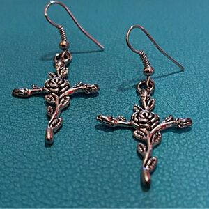 Elegant Rose Cross Earrings